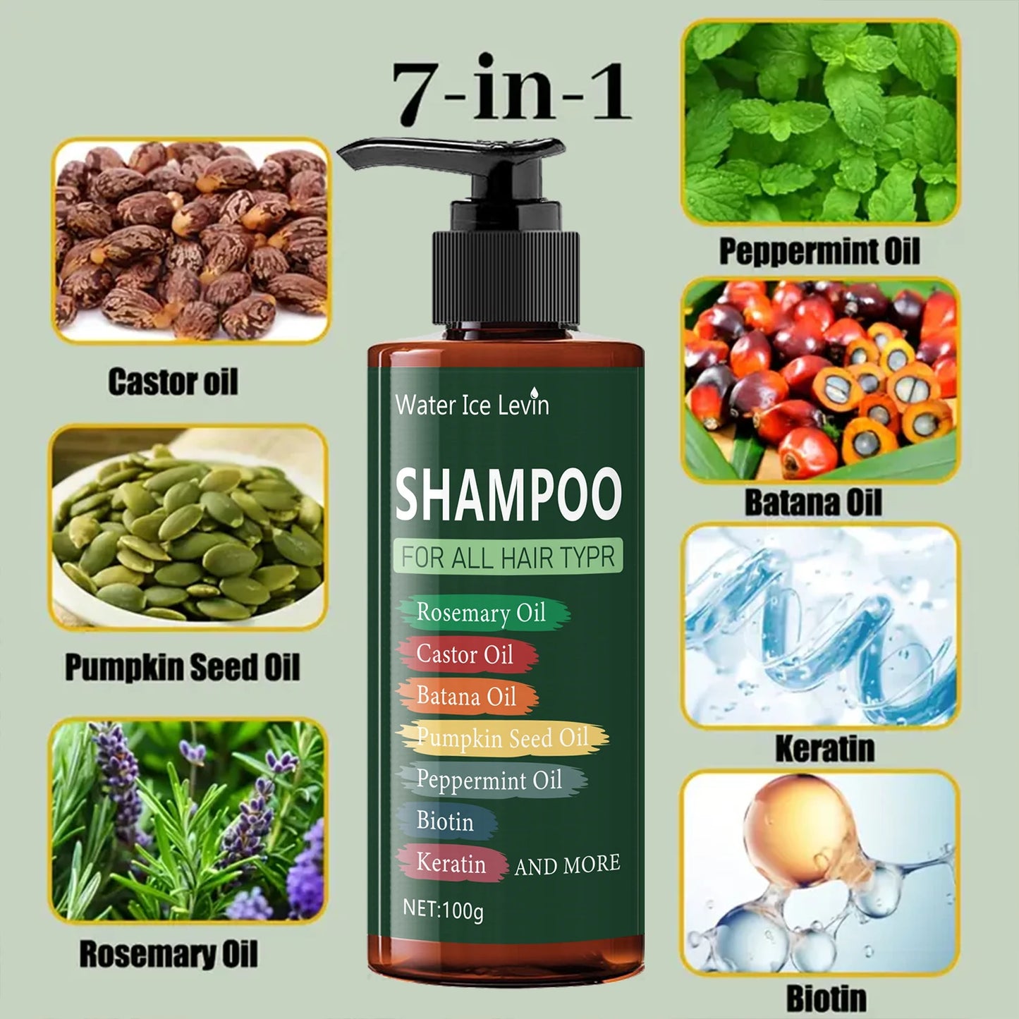 7-in-1 Biotin & Keratin Shampoo | Cooling & Moisturizing 250g