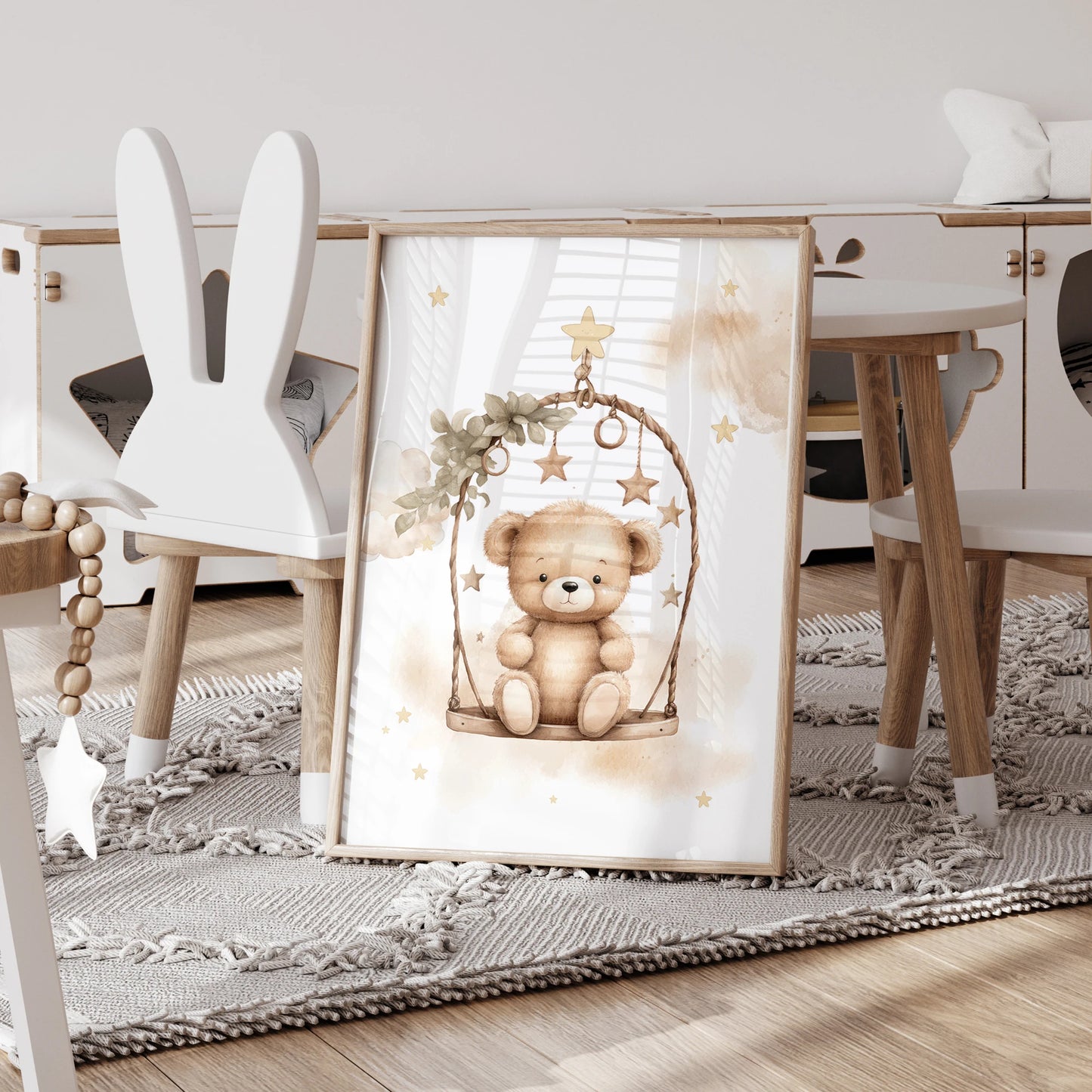 3-Piece Personalized Brown Bear Canvas Wall Art | Kids Decor