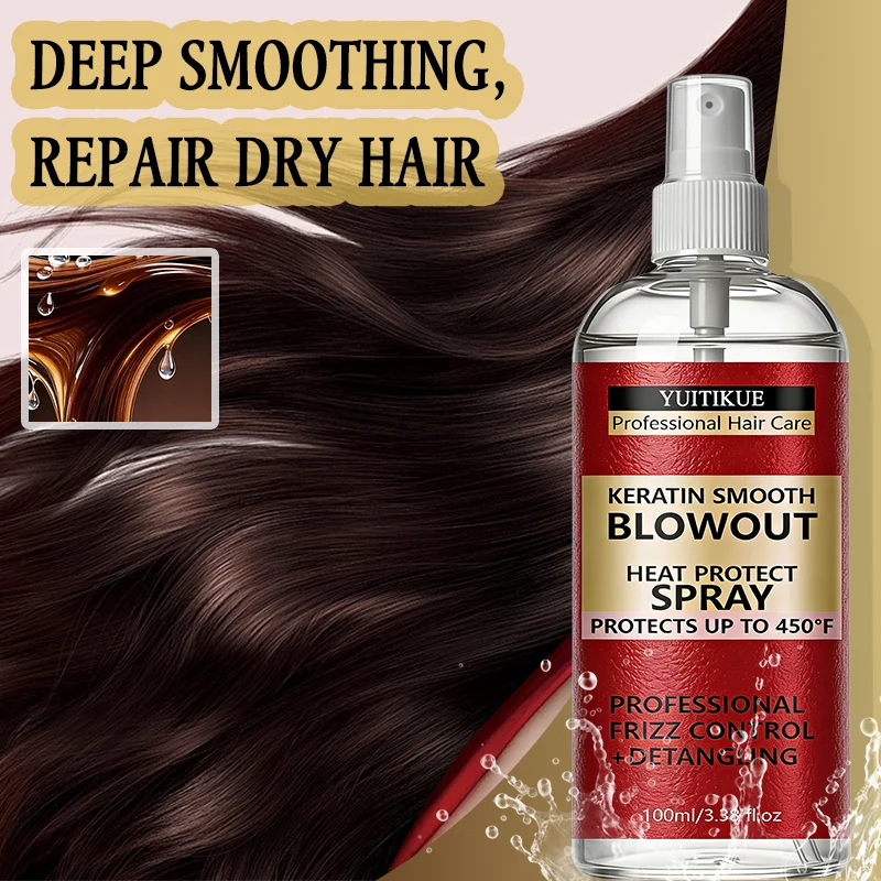 YUITIKUE Keratin Heat Protect Spray | 450°F Frizz Control Heat Protect Spray Peaceful Pleasures Health and Wellness