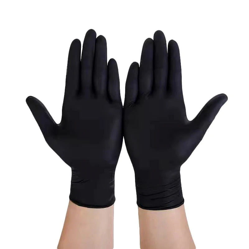 100pcs Disposable Composite Nitrile Black Thick Gloves/powder-free Durable Comfort Beauty Catering Home Protection Food Grade Peaceful Pleasures Health and Wellness 100 pcs S
