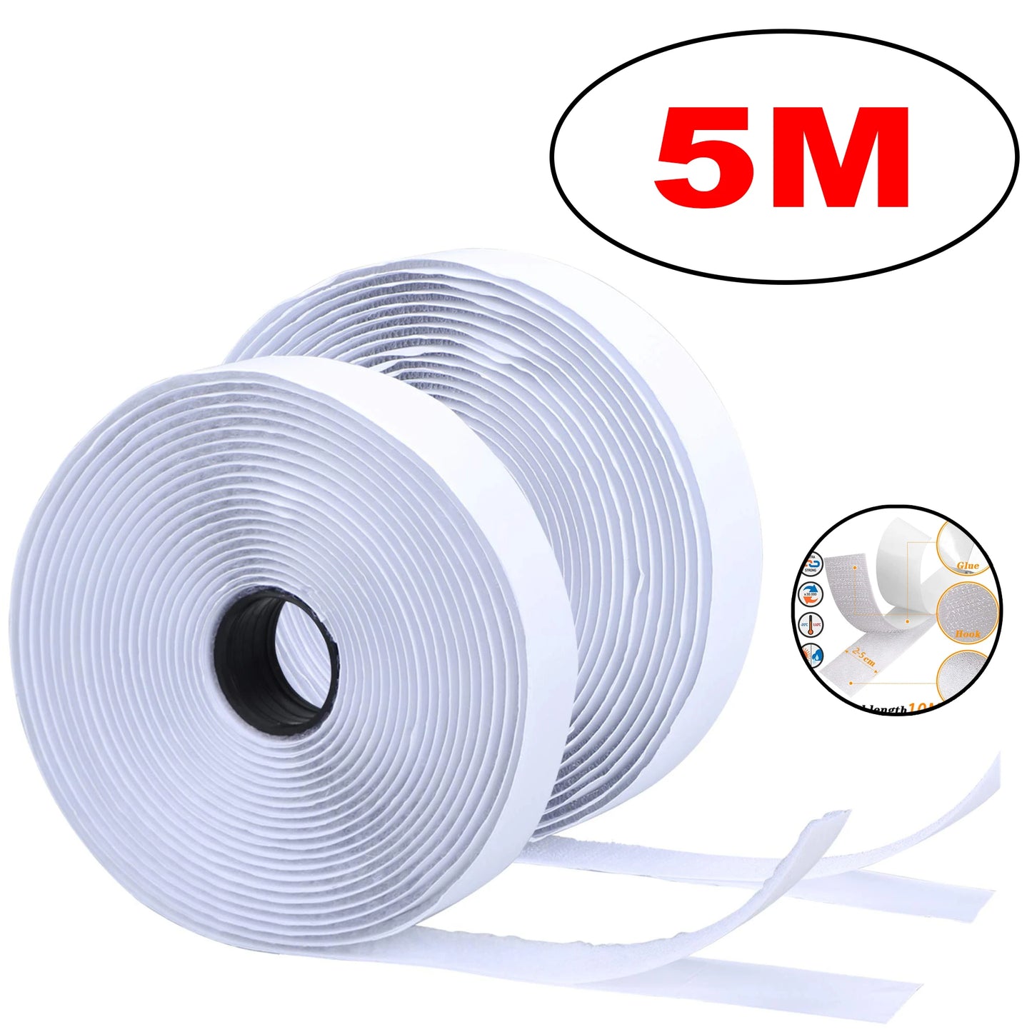 Self-Adhesive Hook & Loop Fastener Tape – 1M to 25M Rolls