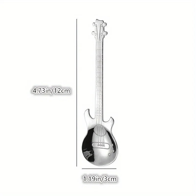 New Fashion Creative Design 304 Stainless Steel Spoon Guitar Spoon Coffee Stirrer Spoon Ice Bar Spoon Music Bar Spoon Mug Spoon Peaceful Pleasures Health and Wellness 1pc