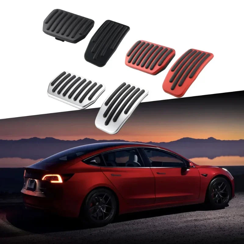 Futhope Car Foot Pedal Pads Covers For Tesla Model 3 Y Highland 2021-2024 Litchi grain anti Slip Accelerator Brake Rest Pedal Peaceful Pleasures Health and Wellness