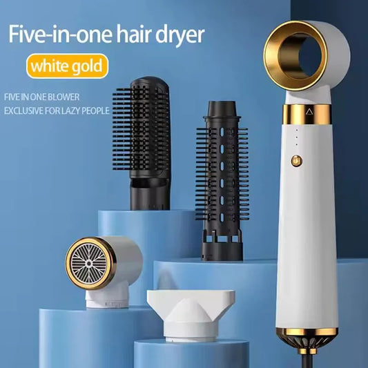 HOMEFISH 5-in-1 Electric Hair Dryer with Automatic Straight & Curling Iron Hot Air Comb & Diffuser for Outdoor Use AC Motor Peaceful Pleasures Health and Wellness