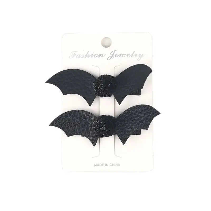 Halloween Bat Wing Hair Clips – PU Leather Barrettes 2 Pack