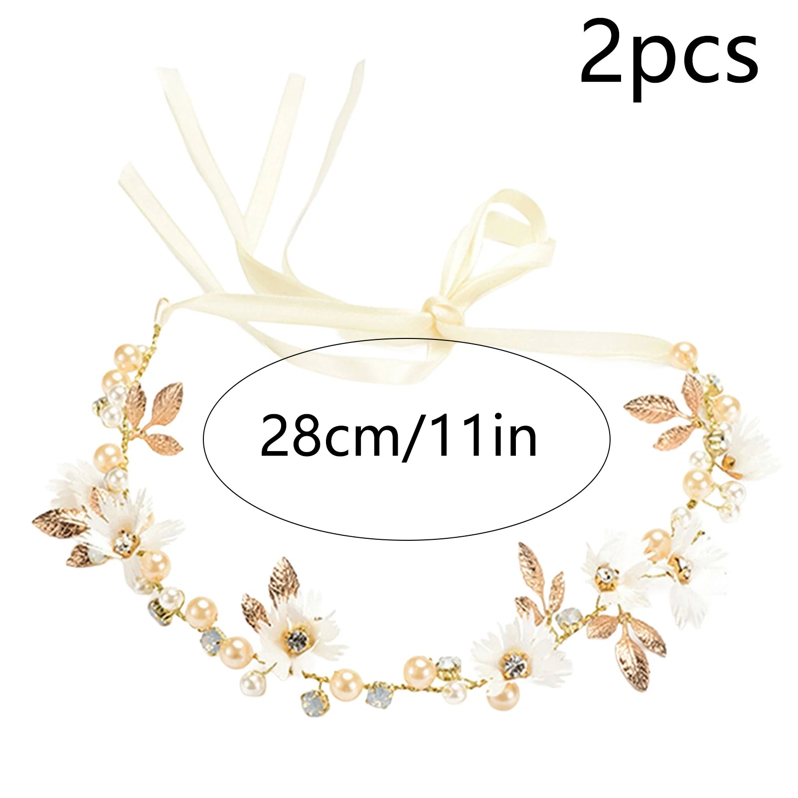 Daisy Crystal-Twist Beaded Headband White 2pcs Alloy Comfort Fit for Women Girls Peaceful Pleasures Health and Wellness
