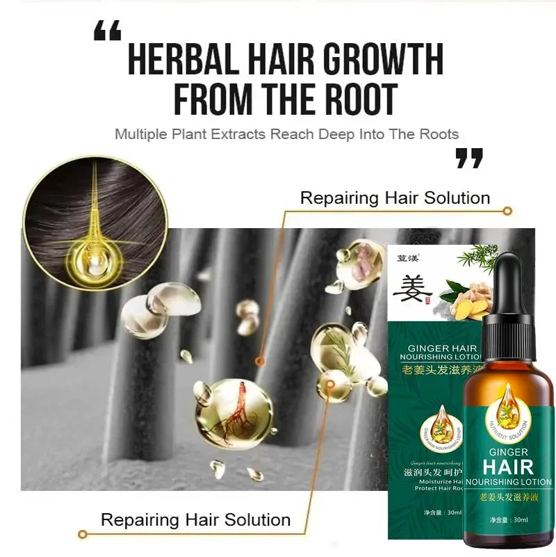 Hair Growth Serum Fast Growing Hair Essential Oil Beauty Hair Care 30ml Dense Regrowth Ginger Hair Promoting Regeneration Peaceful Pleasures Health and Wellness