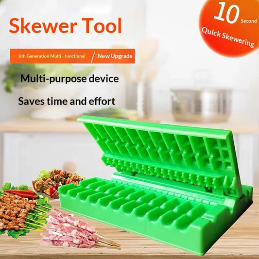 Reusable Single Row Kebab Maker BBQ Meat Skewer Machine Kebab Press Maker Plastic BBQ Skewer Maker Kebab Preparation BBQ Tool Peaceful Pleasures Health and Wellness