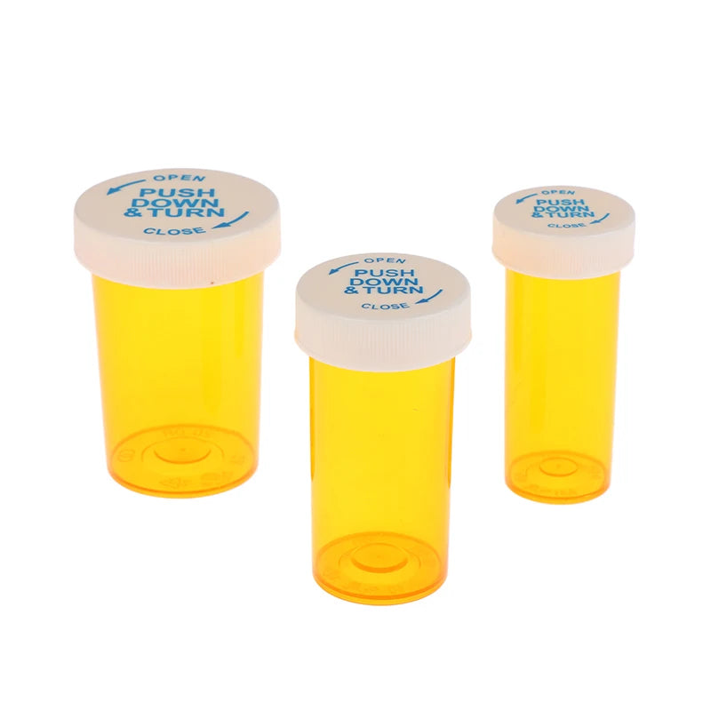 5Pcs Plastic Medicine Pill Bottles With Child Resistant Caps Medicine Containers Travel Pill Vials - 6/8/13/16/20/30/40/60 Dram Peaceful Pleasures Health and Wellness
