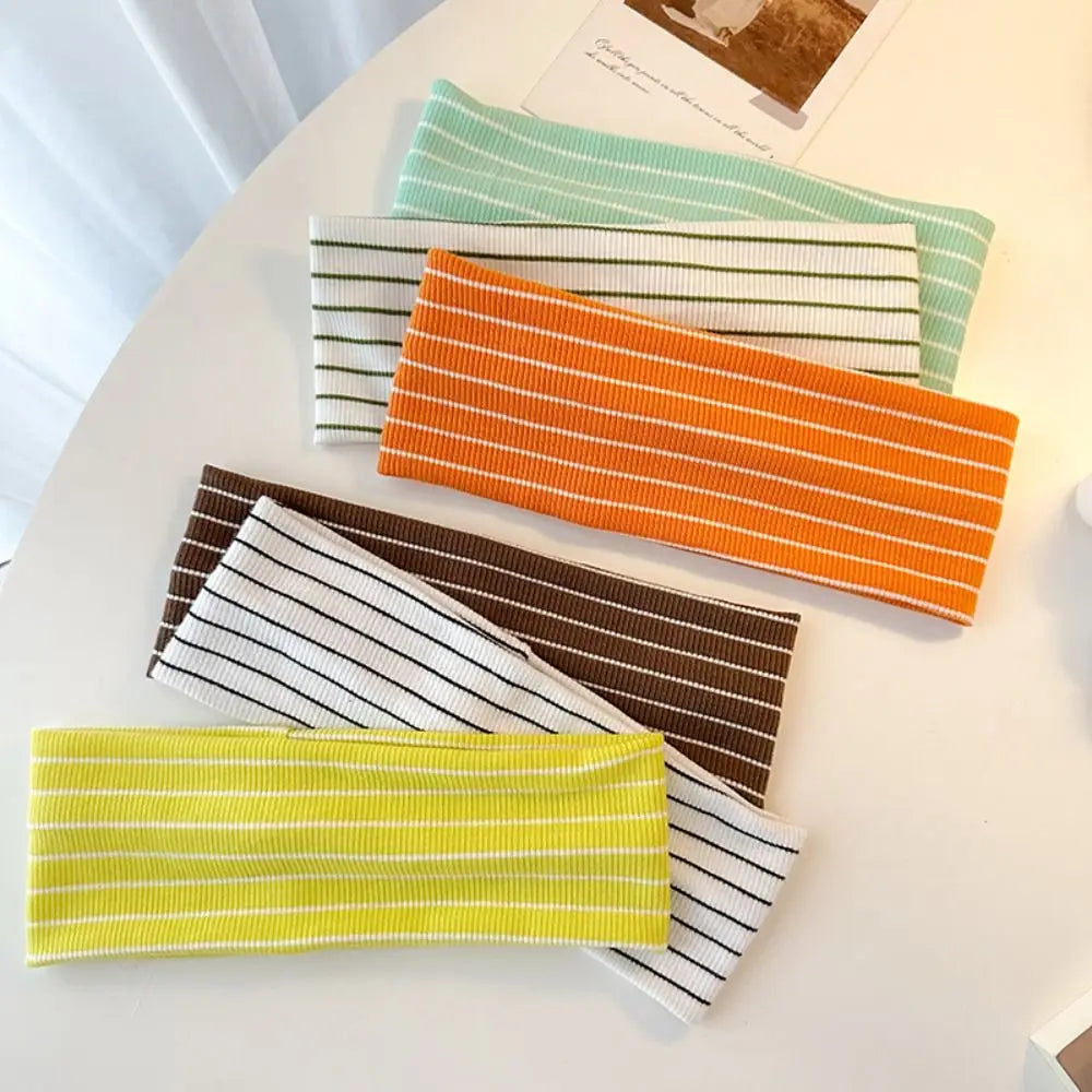 Y2K Striped Elastic Headband – Women's Yoga & Fashion Hairband