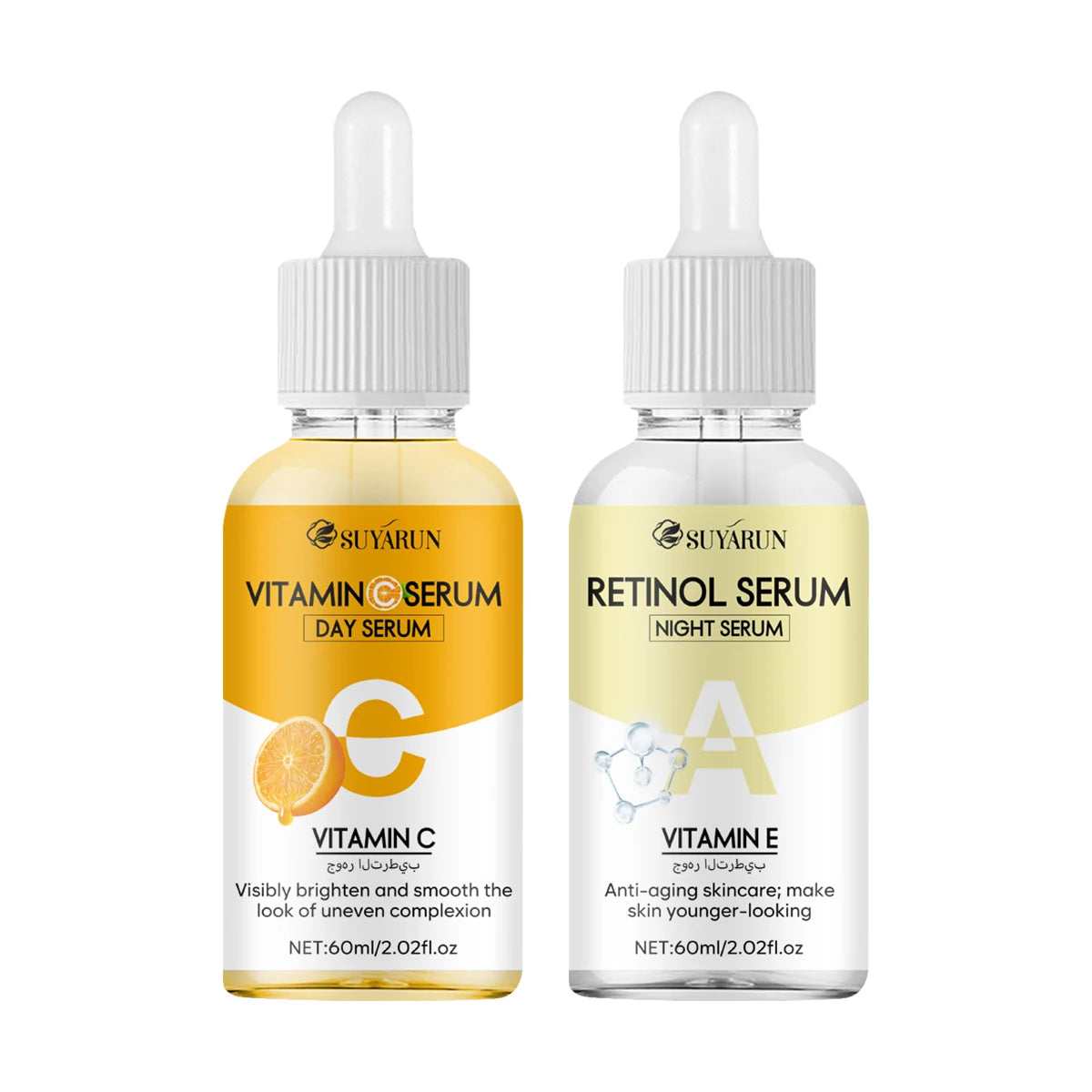 Vitamin C Face Essence and Retinol Face Essence two packs prevent rough improve dry lift and firm skin. Peaceful Pleasures Health and Wellness 60ml