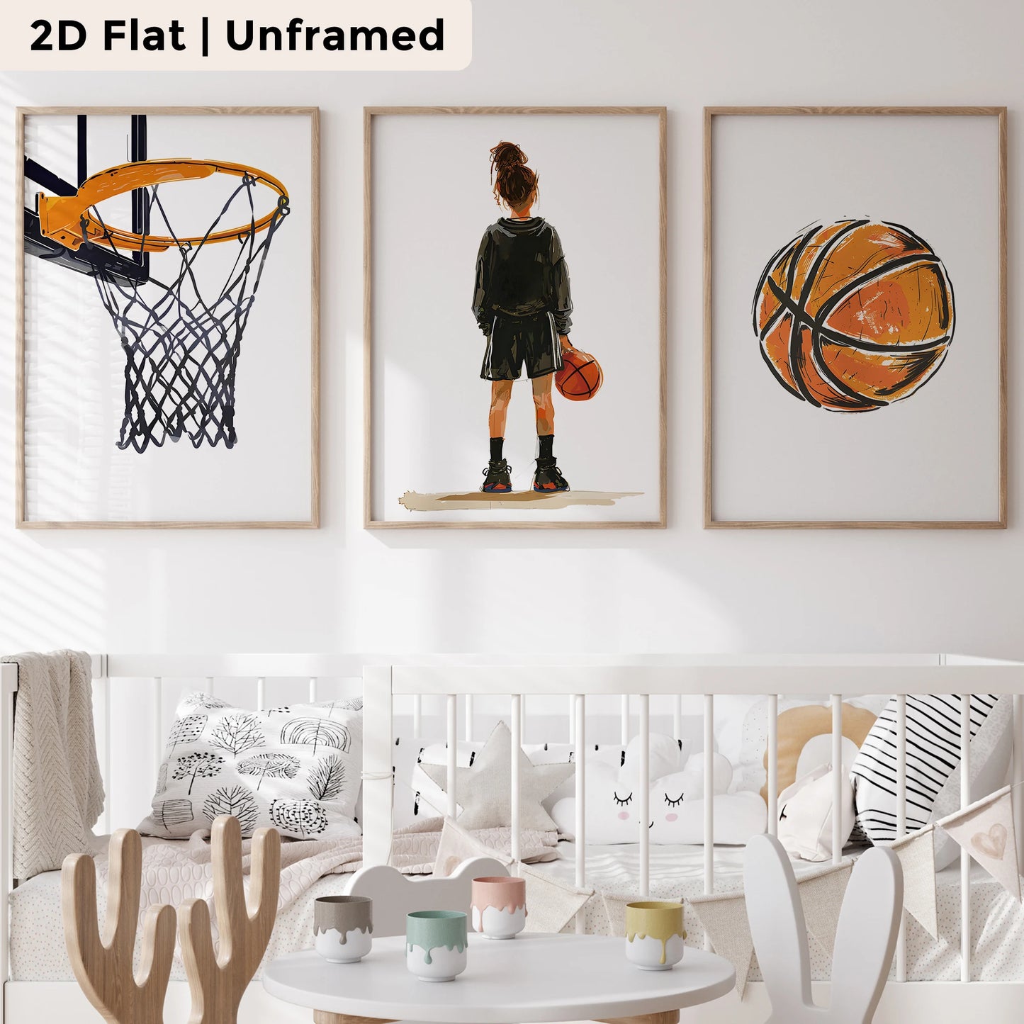 3-Piece Basketball Canvas Wall Art Print | Sports Poster Set