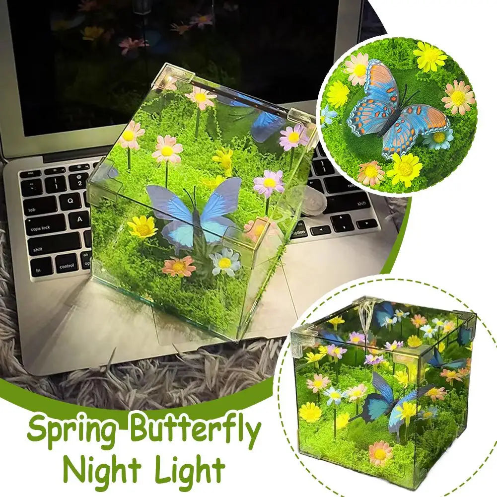 Creative Home Bedroom Sleep Decoration Light Handmade Diy Exquisite Flower Atmosphere Lamp Delicate Spring Butterfly Night Light Peaceful Pleasures Health and Wellness