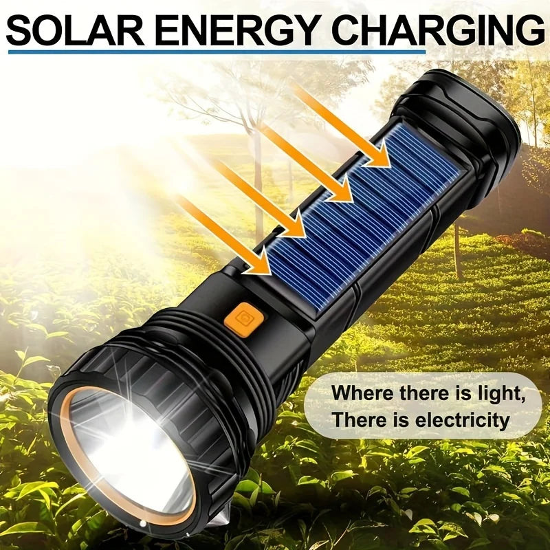 Mikenoon Solar Tactical Flashlight – 500m Range & Power Bank
