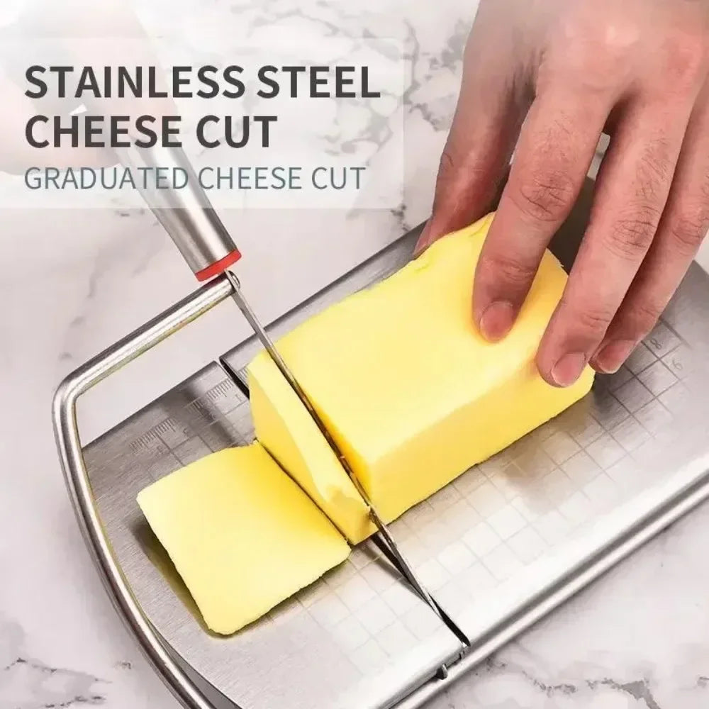 1Pc Cheese Slicer, Stainless Steel Cheese Cutter With Measurements, Heavy Duty Butter Cutter, Baking Tools, Kitchen Gadgets Peaceful Pleasures Health and Wellness