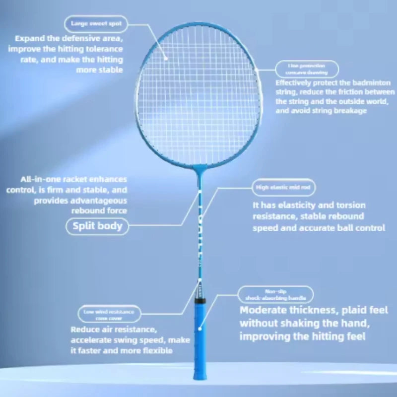 Badminton racket set, durable, elastic, anti breakage badminton set, professional level training badminton racket for students Peaceful Pleasures Health and Wellness