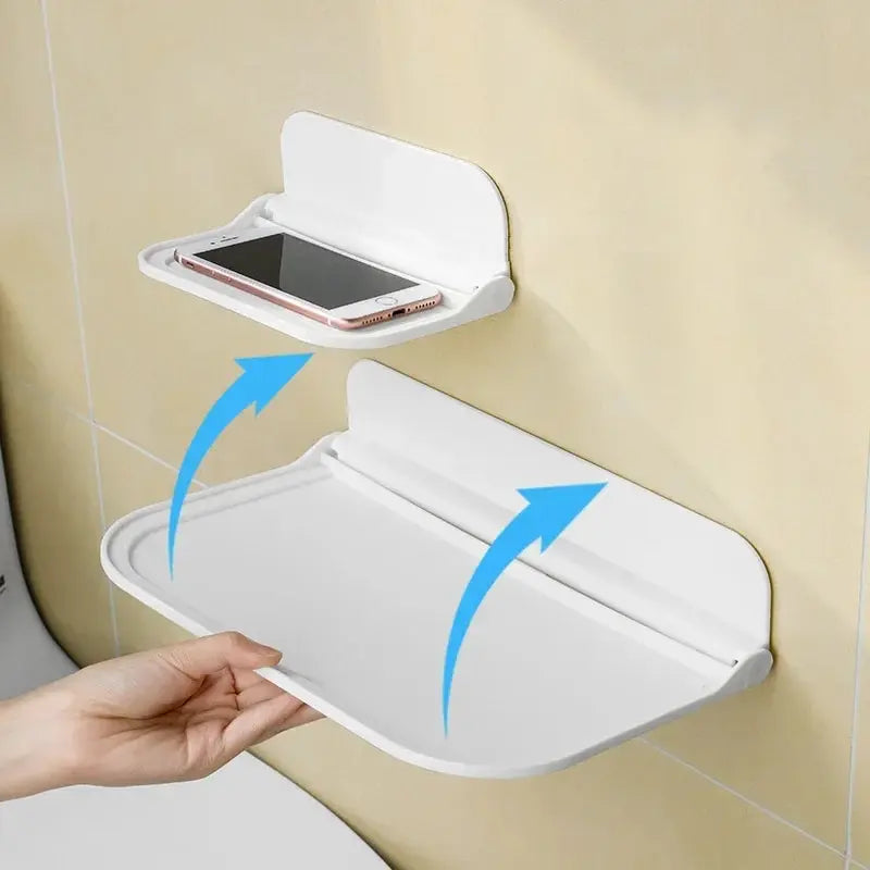 Folding Wall Mounted Shelf – Punch-Free Storage Rack & Holder