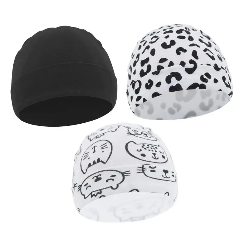 3-Pack Soft Cotton Baby Hats | Newborn Caps 0–6 Months