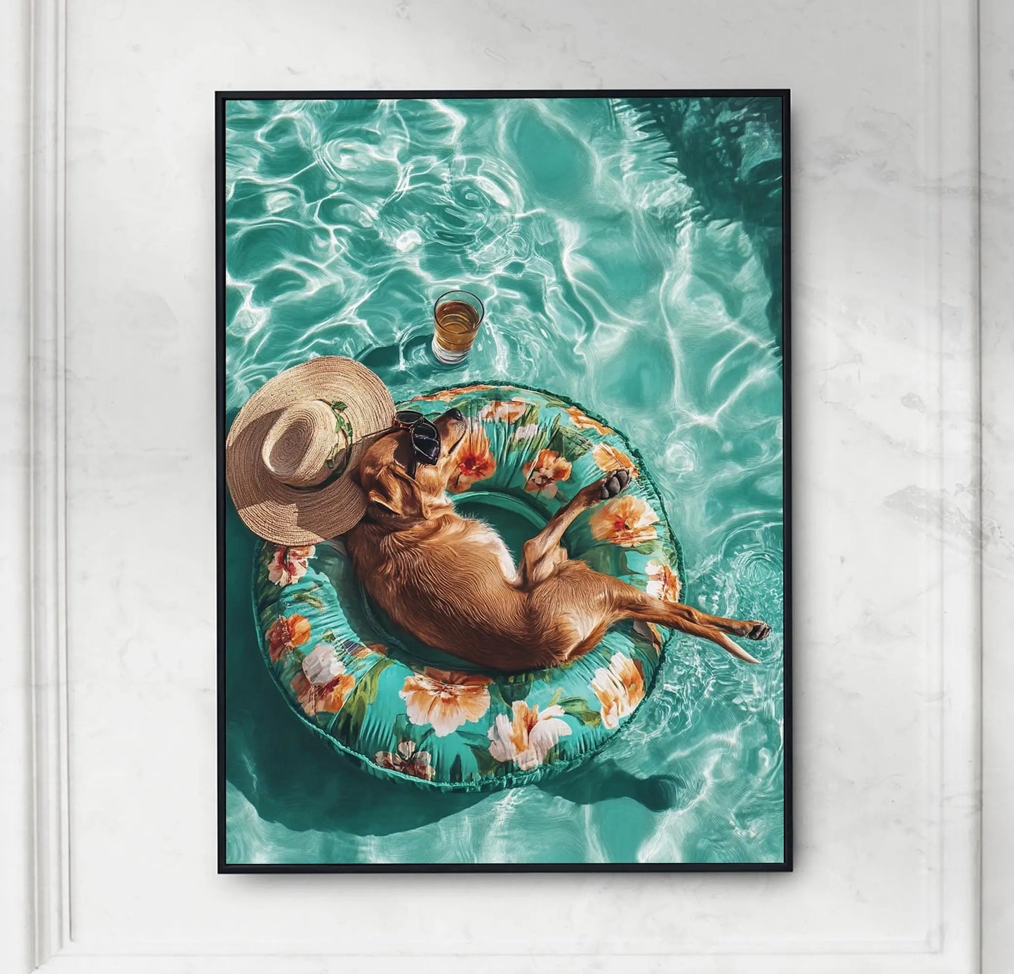 Funny Animals Swimming Pool Canvas Wall Art | Bathroom Decor