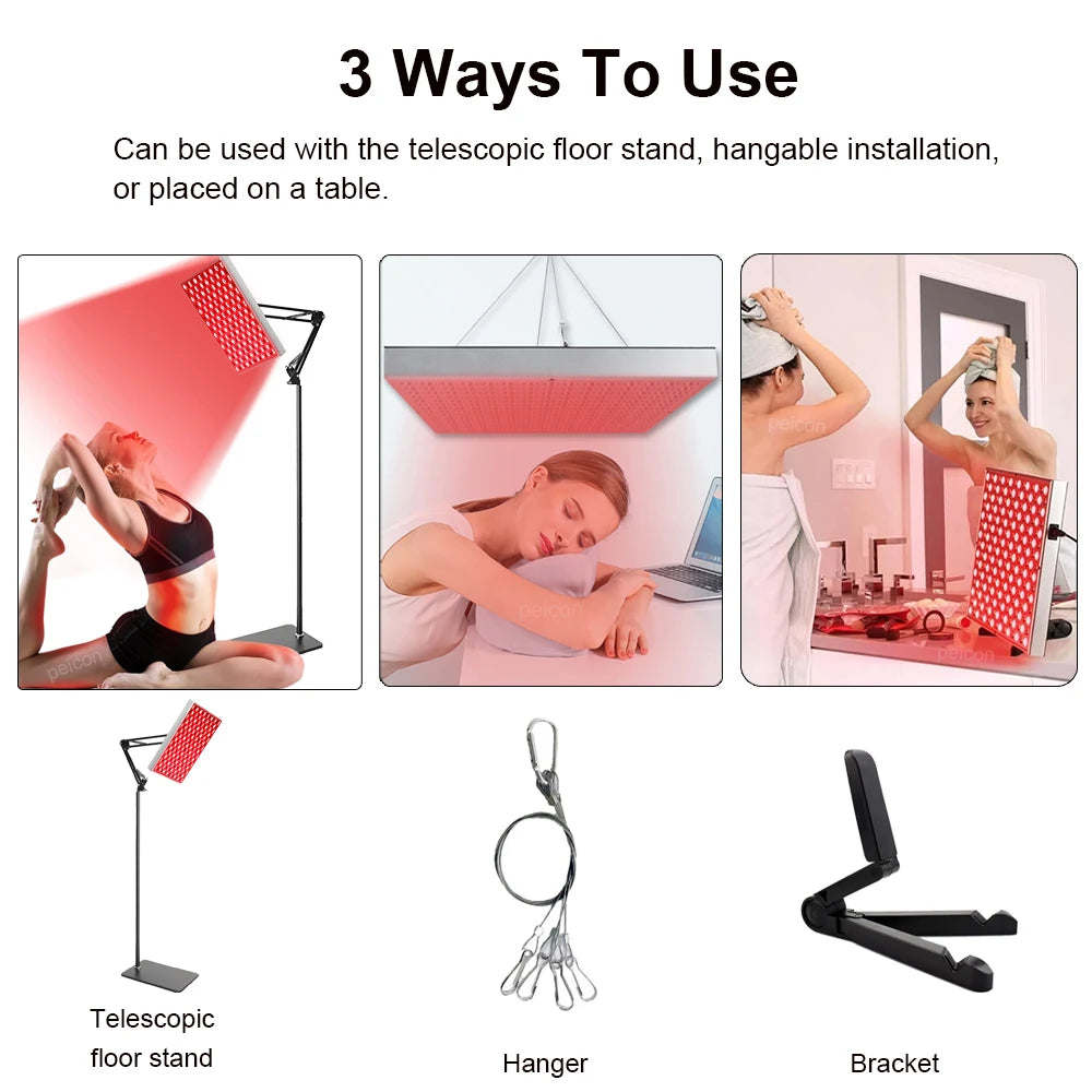 Red Light Therapy Lamp for Face Body LED Infrared Light Therapy Panel Lamp with Stand Home Use Anti Aging Infrared Light Device Peaceful Pleasures Health and Wellness