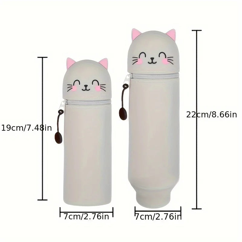 2-in-1 Silicone Pencil Case & Desk Organizer | Cute Cat Design
