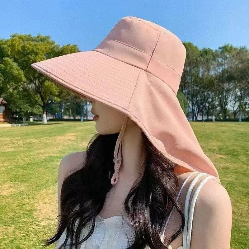 Women's Wide Brim Sun Hat UPF 50+ Neck Flap Beach Cap