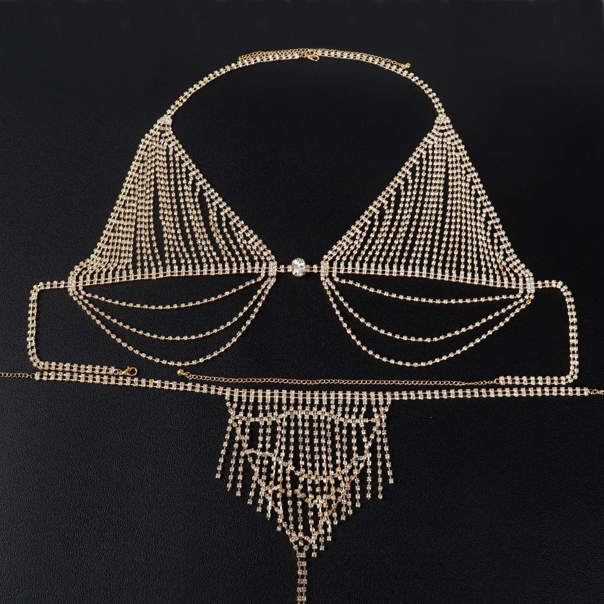 Rhinestone Tassel Body Chain | Diamond Bikini Breast Chain