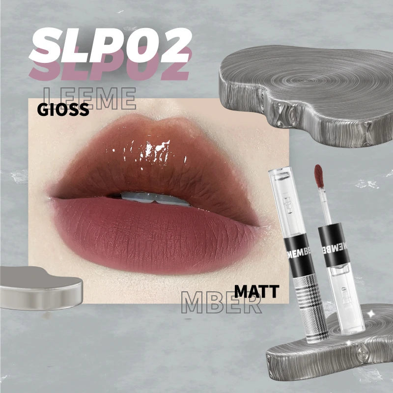 Double-Headed Matte Lip Tint & Gloss – Waterproof, Long-Lasting