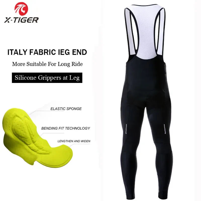 X-TIGER Men's 5D Gel Pad Cycling Bib Tights | Quick-Dry Breathable