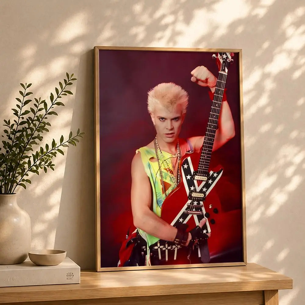 Singer B-Billy IdolS Poster HD Self Adhesive Waterproof Wall Art Ideal for Home Office Dorm Bedroom Great Gift Peaceful Pleasures Health and Wellness White4 50X70cmNoframe