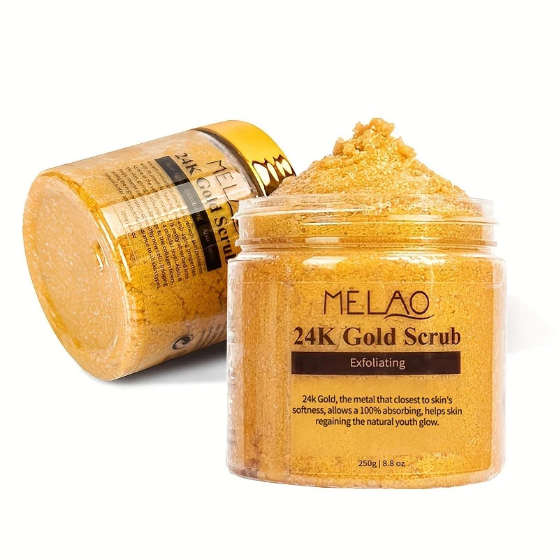 MELAO 24K Gold Salt Scrub – Face & Body Exfoliator 250g