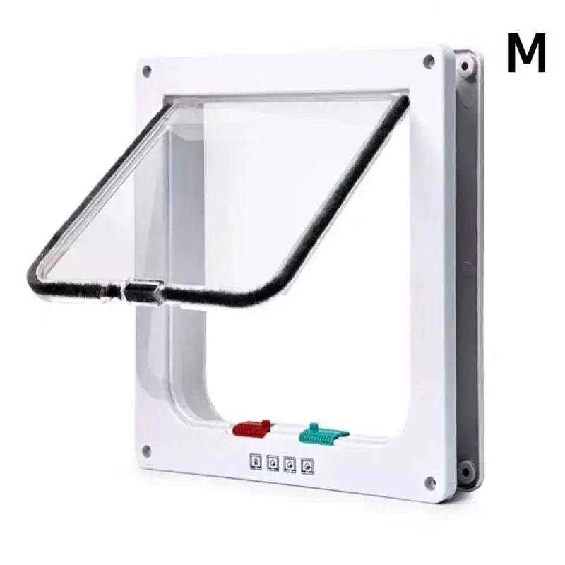 Weatherproof 4-Way Locking Cat Door – Transparent Flap Cat Door Flap Peaceful Pleasures Health and Wellness A size2