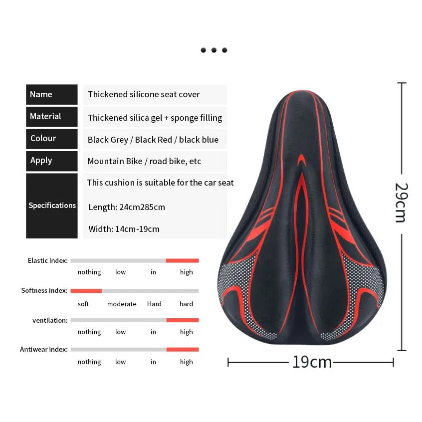 3D GEL Bike Seat Cover – MTB & Road Bicycle Saddle Cushion