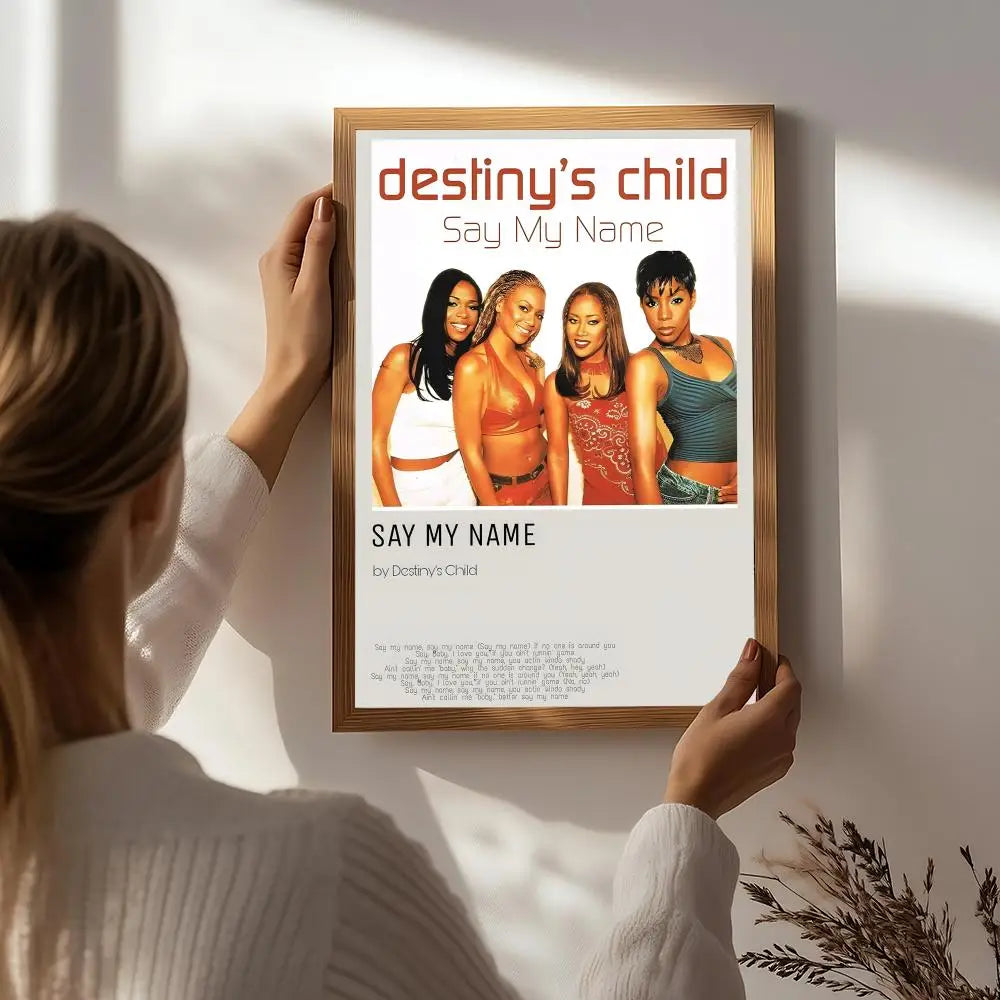 Band D-Destiny's Child Poster HD Self Adhesive Waterproof Wall Art Ideal for Home Office Dorm Bedroom Great Gift Peaceful Pleasures Health and Wellness White7 50X70cmNoframe