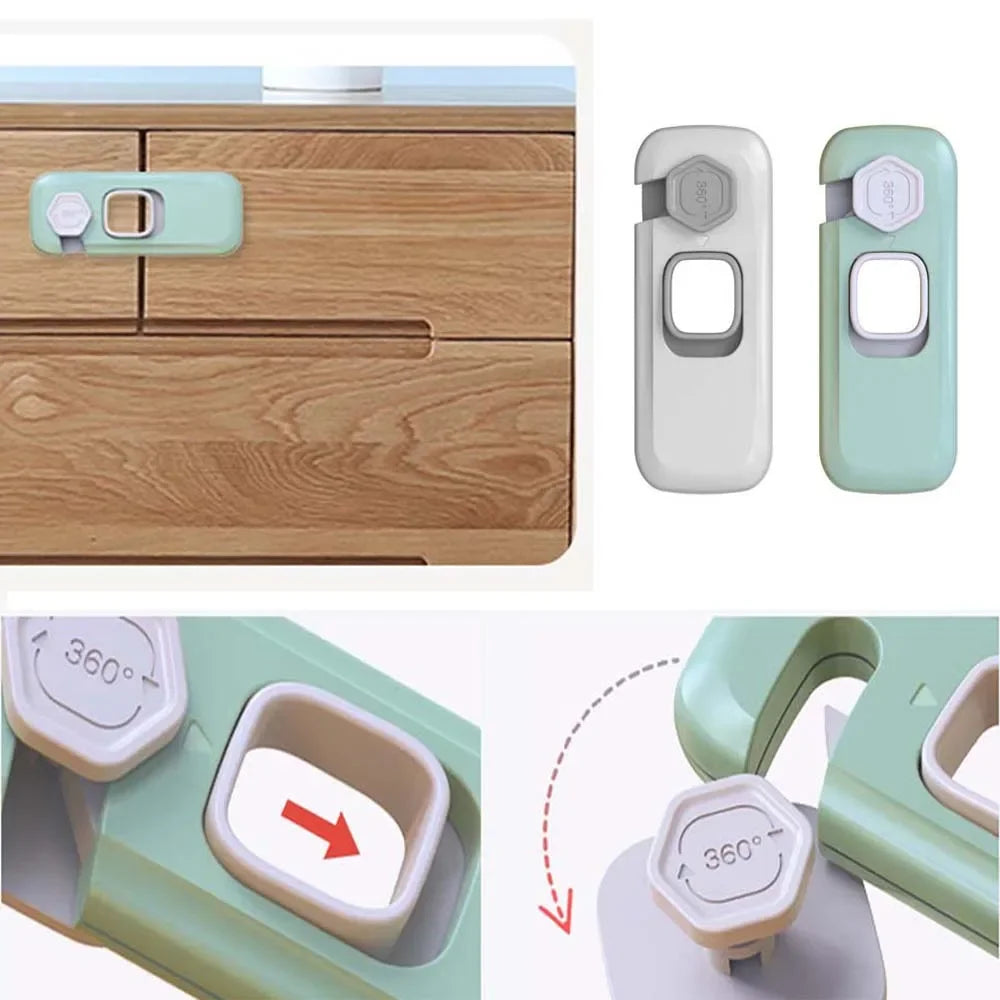 Child Proof Cabinet Locks Safety Buckle Anti Pinch Hand for Refrigerator Drawer Opposite Door Cabinet Closing Baby Protectionn Peaceful Pleasures Health and Wellness