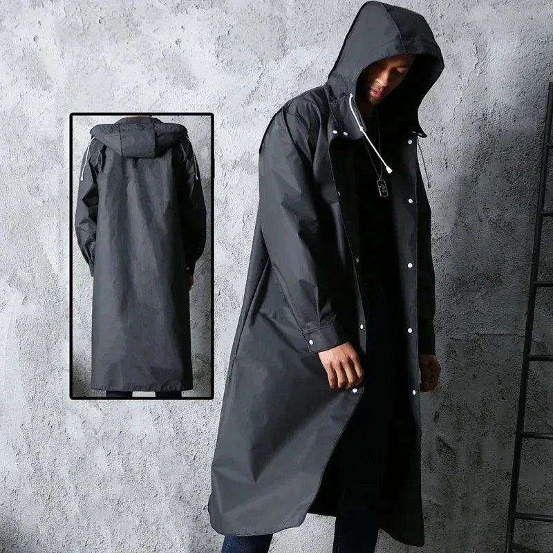 Waterproof Hooded Long Raincoat | Unisex Outdoor Rain Jacket