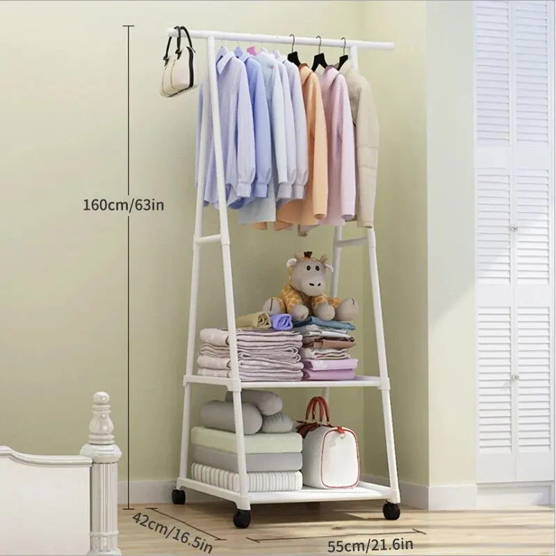 Floor Standing Clothes Rack | Foldable Double Pole Hanger