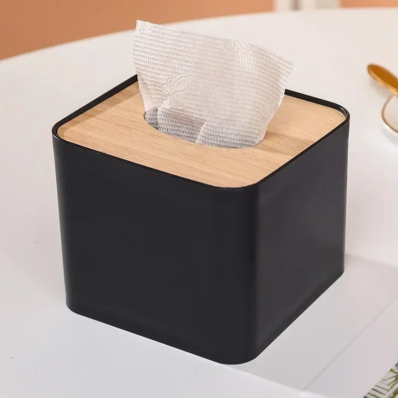 Bamboo Solid Wood Tissue Box Cover | Decorative Napkin Holder