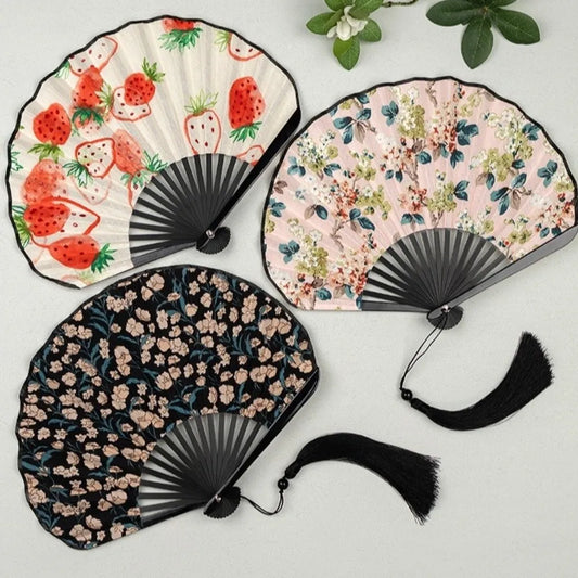 Retro Mini Shell Fan – Chinese Style Handheld Fan with Tassel Decorative Handheld Fan Oasis Select