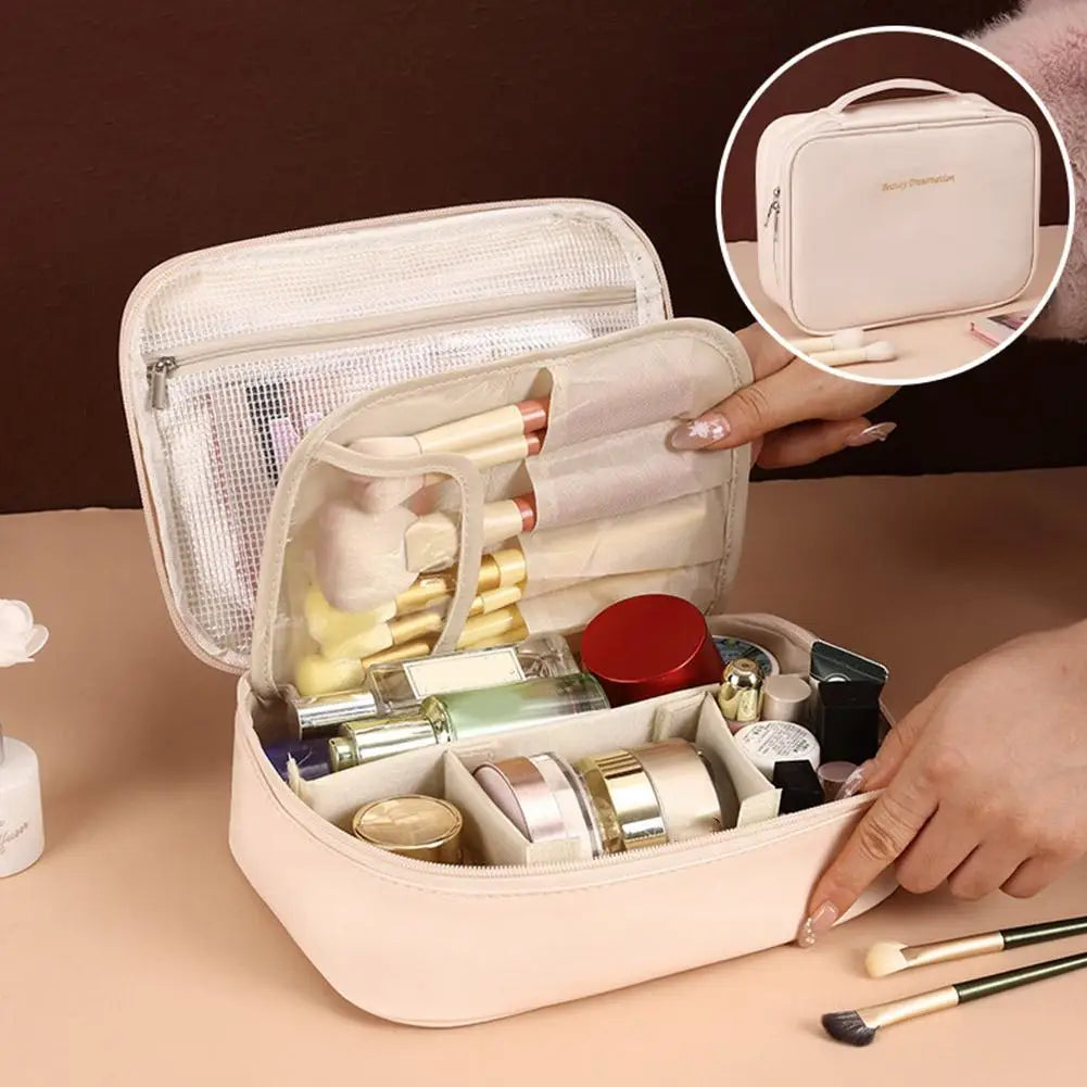 Women's Cosmetic Bag Makeup Bag Double Layer Large Capacity Luxury Cosmetics Organizer Travel Essentials Women's Cosmetic Bag Peaceful Pleasures Health and Wellness
