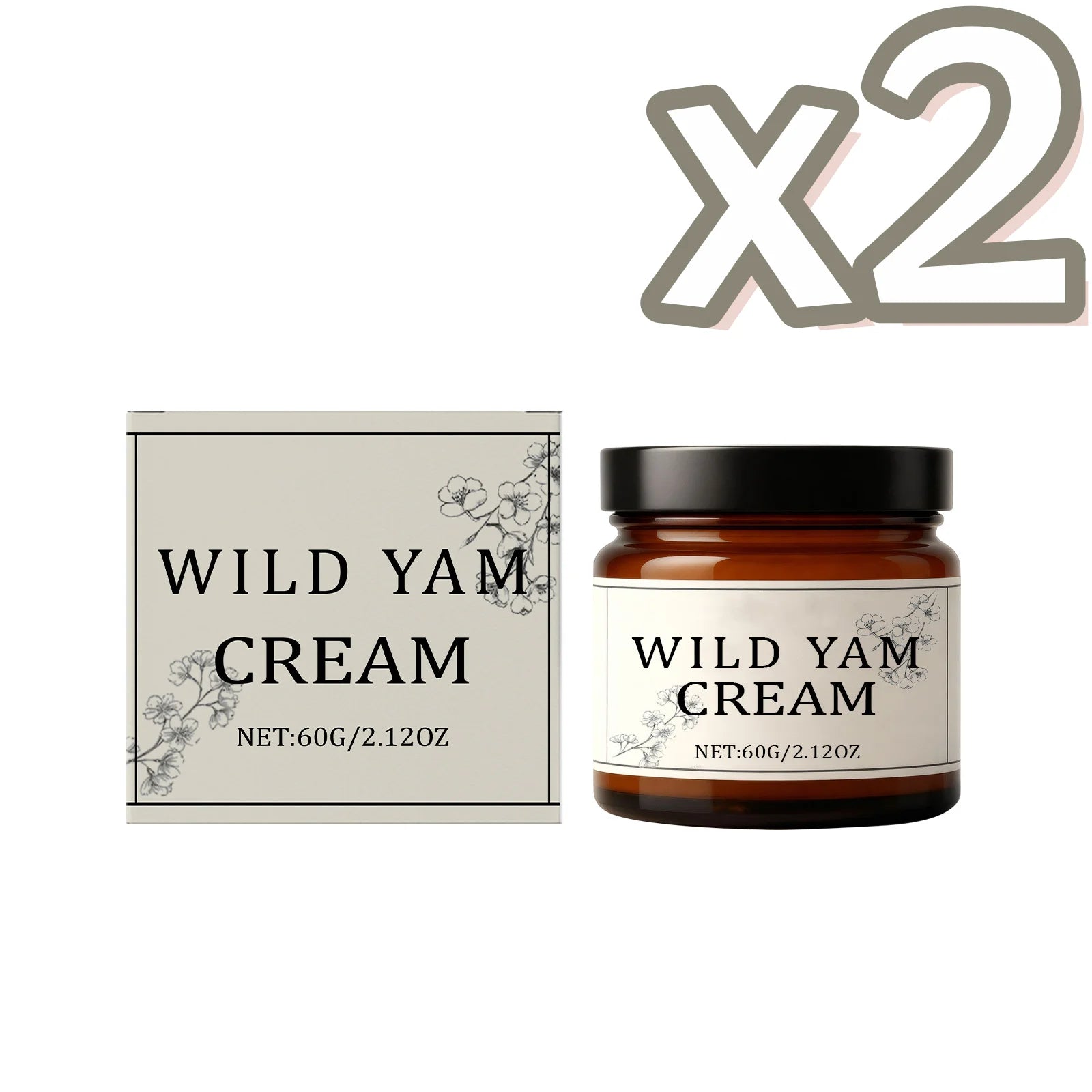 Wild Yam Cream Help Hormone Balance Soothing Menopause Stress Reduce Hot Flashes Women Body Balance Support Body Relief Creams Peaceful Pleasures Health and Wellness 60g Boxed x 2