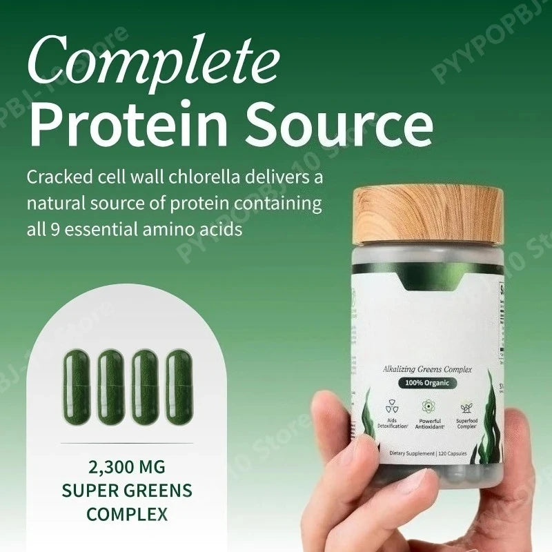 Organic Spirulina Capsules – Blue Green Algae Superfood 120ct