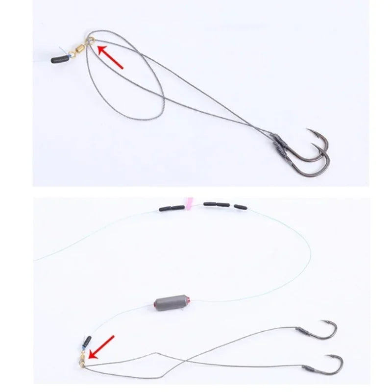 50 Hooks Fishs Tool Tied Good Strong Horse Line Double Hook Pair