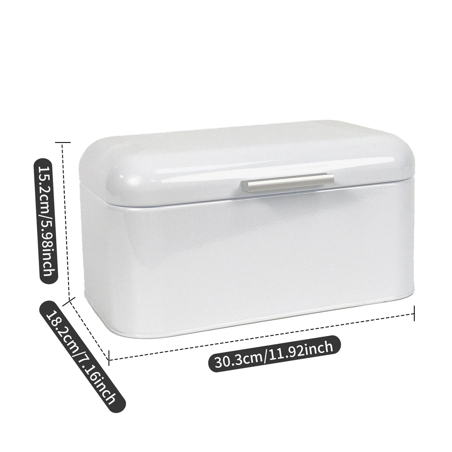 New Retro Metal Bread Box Solid Bread Bin Bread Storage Boxes Food Storage Containers for Kitchen Iron Household Food Container Peaceful Pleasures Health and Wellness white