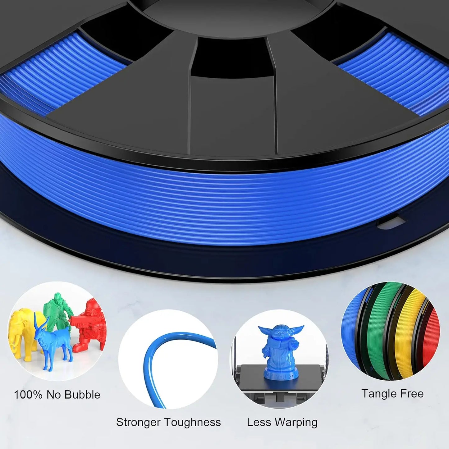 DINGSUN 3D PLA Filament 1.75mm 1KG Bundle – 4 Colors ±0.02mm