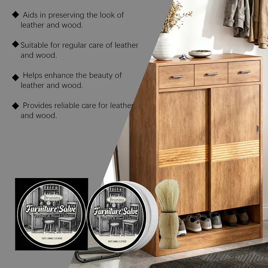 Leather Conditioner And Restorer For Sofas 100% Natural & Safe Beeswax Formulas Scuffed Hardwood Floor Touch-Up Cream Peaceful Pleasures Health and Wellness Default Title