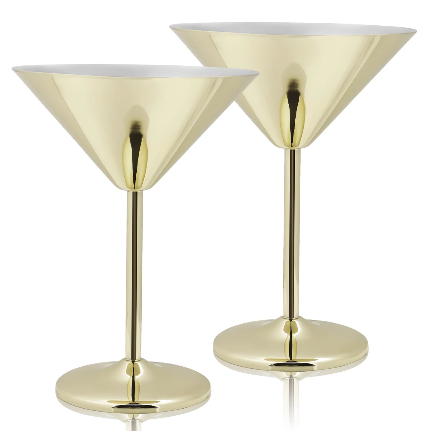 2PCS 304 Stainless Steel Martini Cocktail Glass Champagne Goblet Wine Cup Rose Gold Personalized Design Metal Utensils Peaceful Pleasures Health and Wellness Gold 2PCS