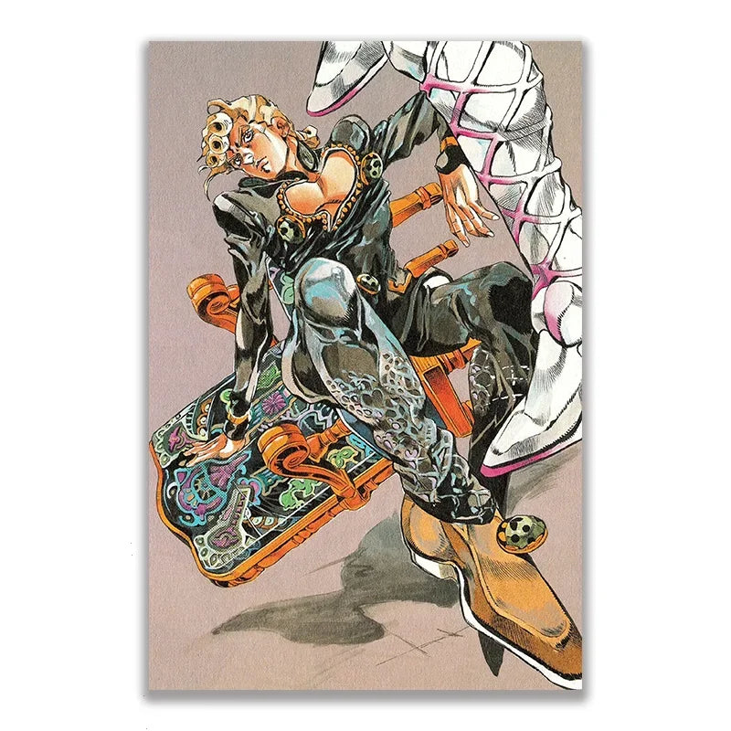 JoJo's Bizarre Adventure Retro Canvas Wall Art Anime Poster Canvas Wall Art Peaceful Pleasures Health and Wellness 13 40x50cm Unframed