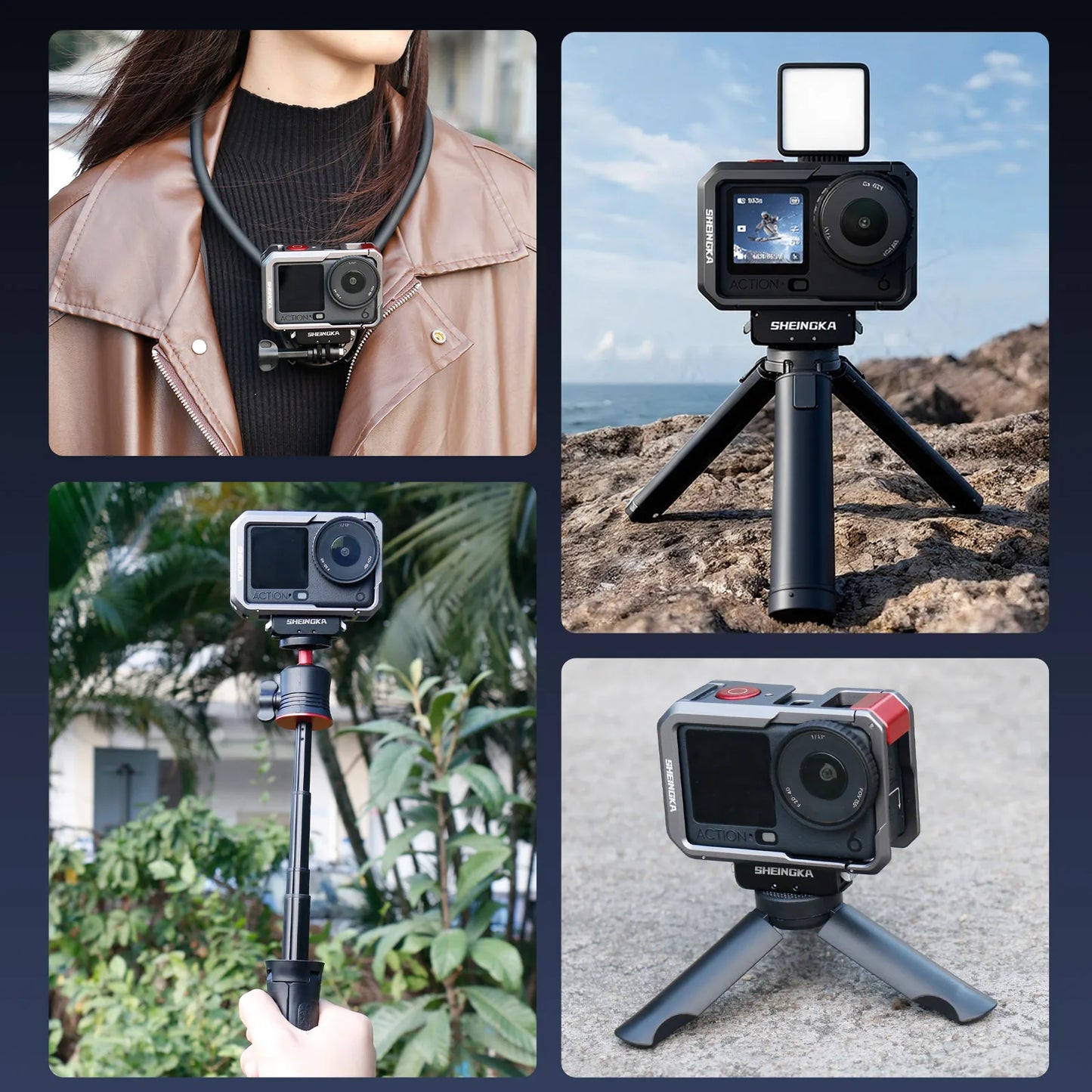 Rabbit Cage Aluminum Protective Case Multifunctional Metal Frame Expansion Adapter Mount For Dji Osmo Action6 Action Camera Peaceful Pleasures Health and Wellness
