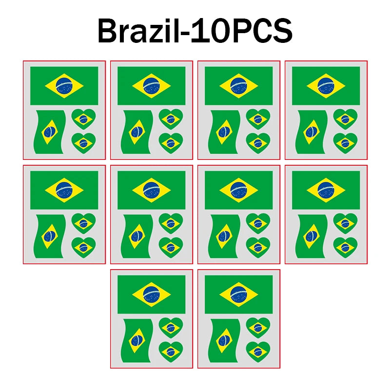 Waterproof Flag Tattoo Stickers – Brazil, USA & Germany Fans